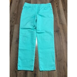 Intro Casual Elegance Pants Womens 10 Teal Blue Ladies Stretch Pull On Excellent